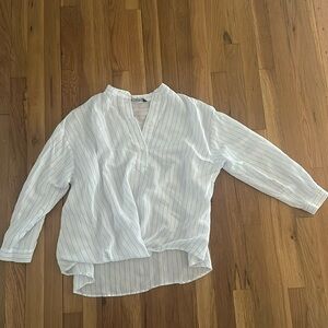 Zara White Striped Blouse